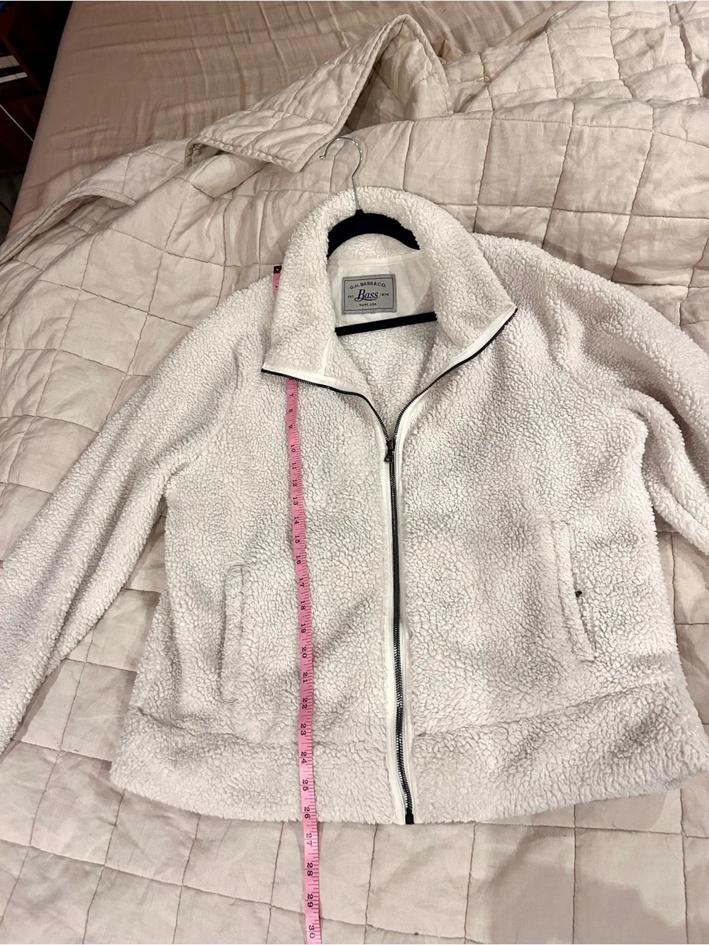 G.H. Bass Sherpa Fleece Jacket Cream Full Zip Cozy Teddy Coat